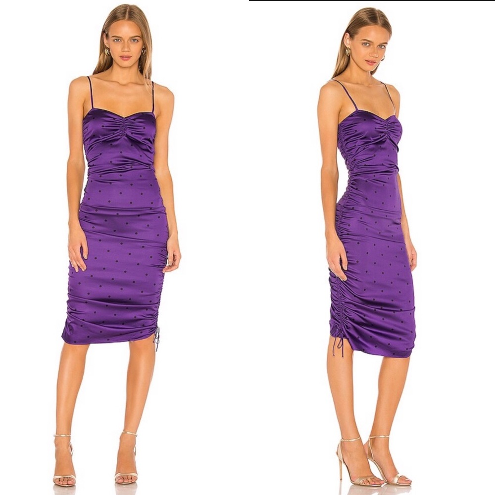 For love and lemons purple ruched side midi mini dress XS